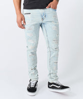Destroyed Rip Denim Jeans - Light Blue