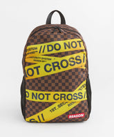 Do Not Cross Checkered Print Backpack