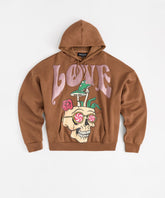 Love Hate Puff Print Hoodie - Khaki