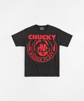 Chucky Rhinestone Wanna Play Short Sleeve Tee - Black