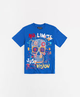 No Limits Skull Applique Short Sleeve Tee - Blue