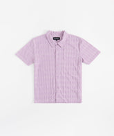 Diamond Plate Towel Color Blocked Short Sleeve Button Down Shirt - Mauve