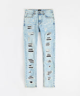 Destroyed Rip and Repair Denim Jeans - Light Blue