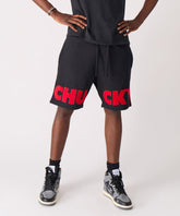 Chucky Fleece Embroidered Short - Black