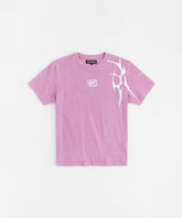 Washed Embroidered Short Sleeve Tee - Purple