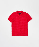 Diamond Plate Towel Color Blocked Short Sleeve Button Down Shirt - Red