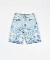 Destroyed Rip And Repair Denim Shorts - Light Blue