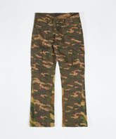 Camo Cargo Flare Denim - Olive Green