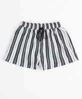 Women Plus Size Textured Shorts - Black And White