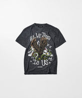 All We Trust Burnout Wash Short Sleeve Graphic Print Tee - Charcoal