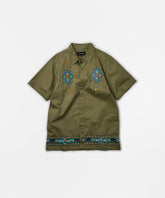 Zona Embroidery Cuban Short Sleeve Shirt - Olive Green
