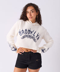 Women Brooklyn Cropped Hoodie - Cream