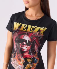 Lil Wayne Musik Short Sleeve Bodycon Dress - Black