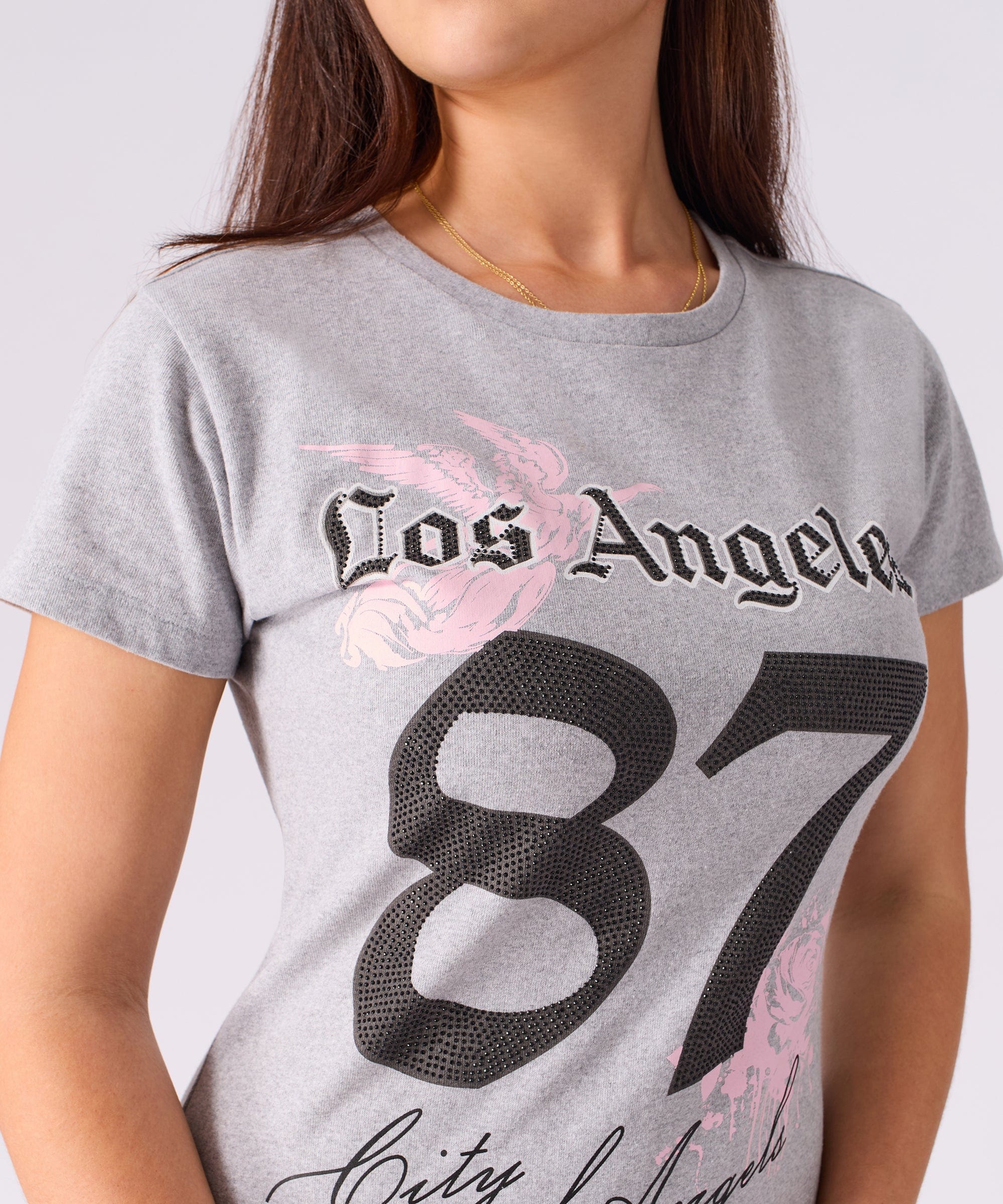 LA Angels Short Sleeve Bodycon Dress - Grey