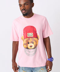Teddy Rhinestone Short Sleeve Tee - Pink
