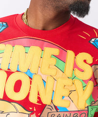 Richie Rich Time is Money Applique Short Sleeve Tee - Red