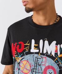 No Limits Skull Applique Short Sleeve Tee - Black