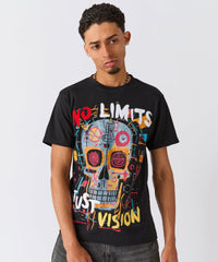 No Limits Skull Applique Short Sleeve Tee - Black