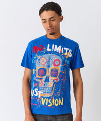 No Limits Skull Applique Short Sleeve Tee - Blue