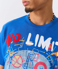 No Limits Skull Applique Short Sleeve Tee - Blue