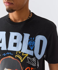 Pablo Graffiti Applique Short Sleeve Tee - Black