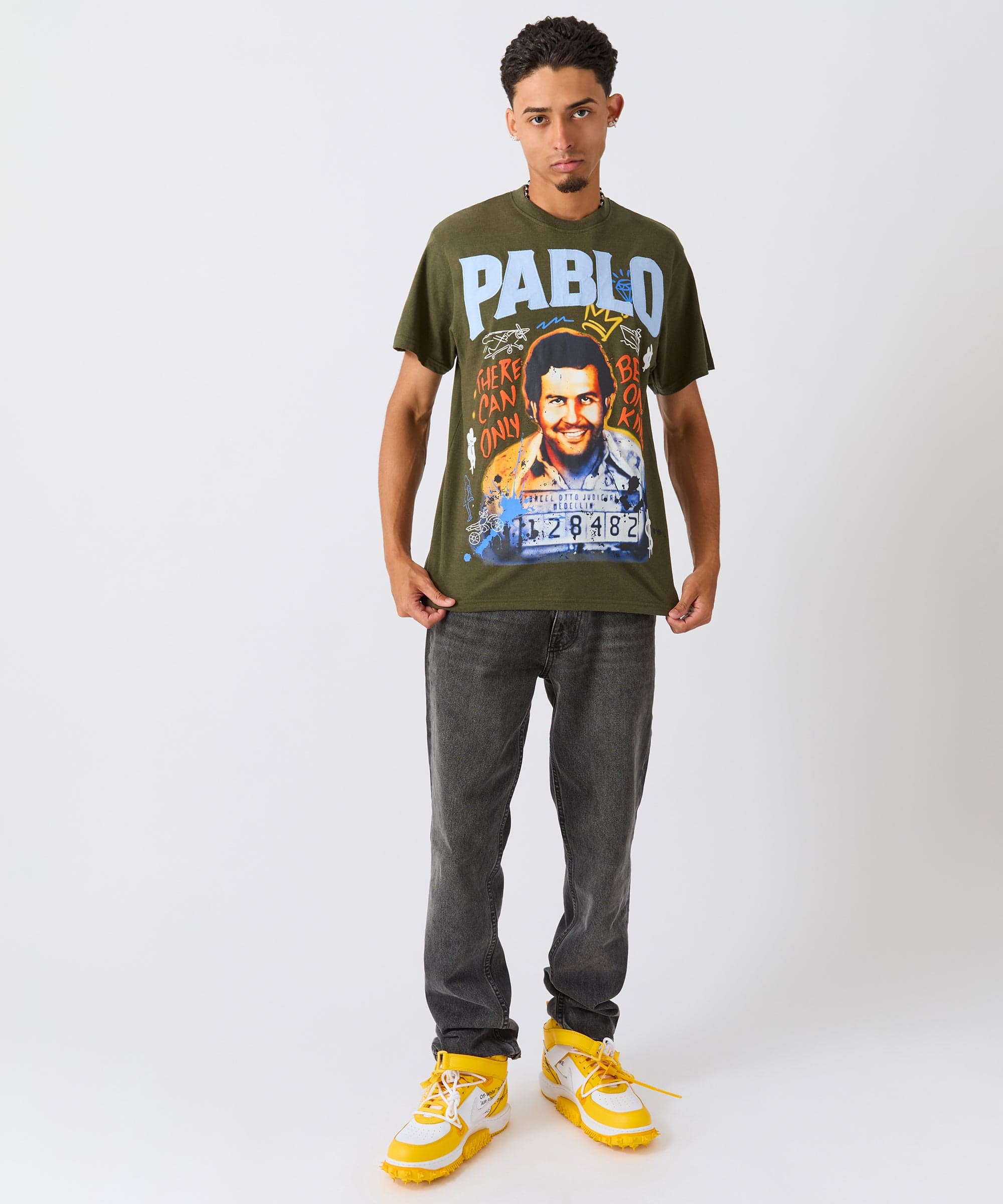 Pablo Graffiti Applique Short Sleeve Tee - Green