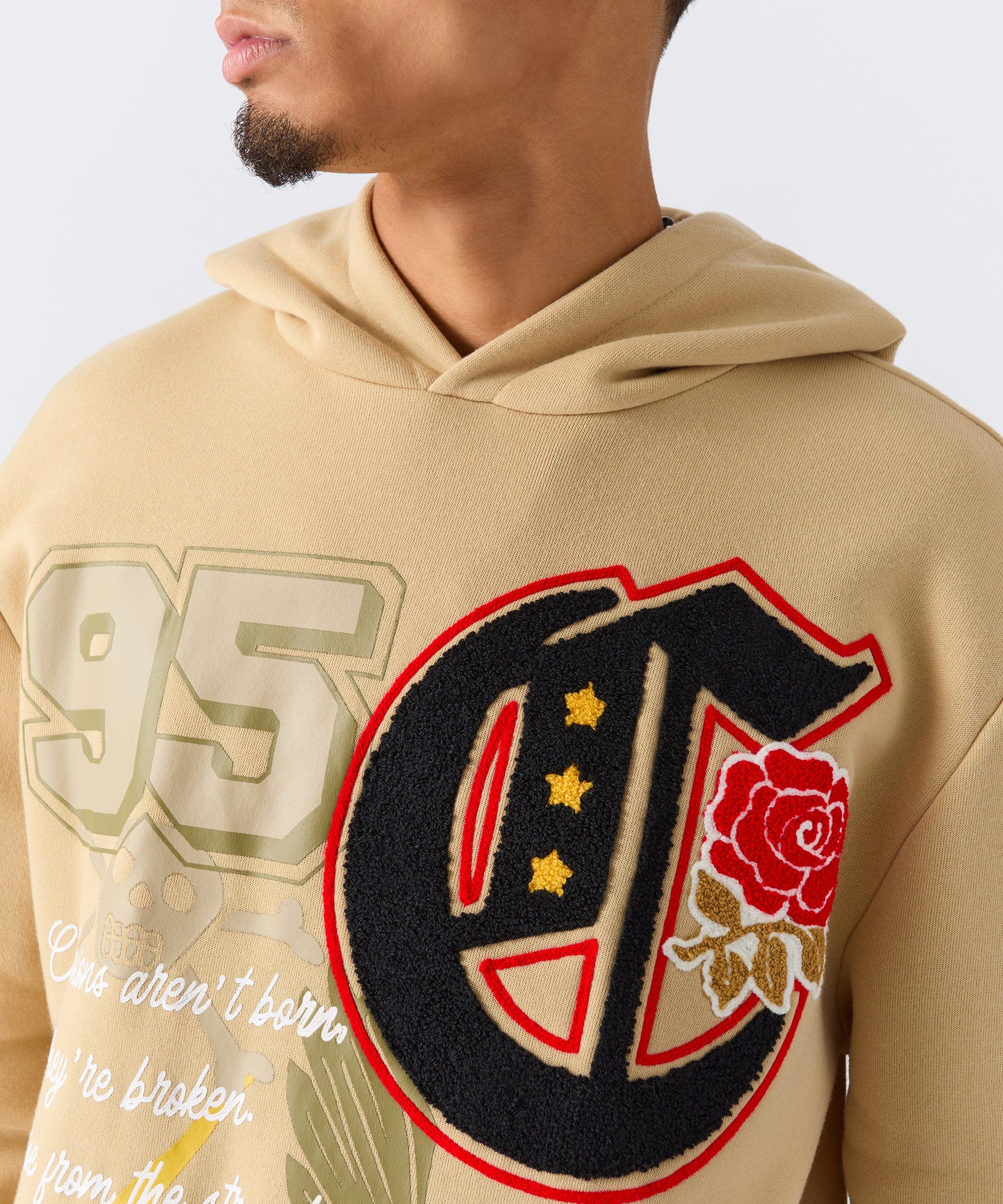 Champion Chenille Patched Hoodie - Khaki