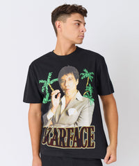 Plus Size Scarface Rhinestone Short Sleeve Tee - Black