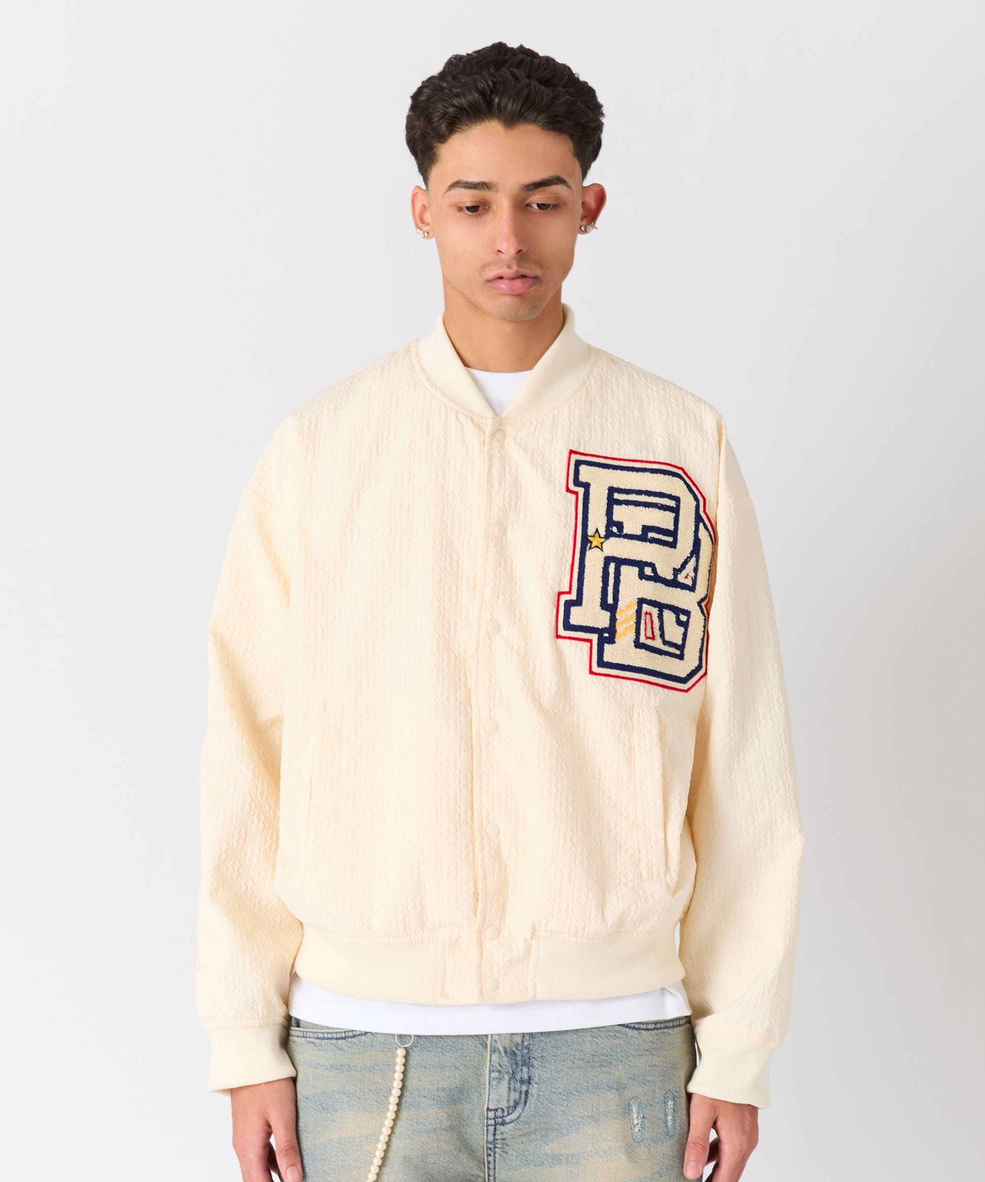 Coaches Reason Chenille Patched Jacket - Cream