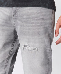 Distressed Ripped And Repaired Denim Jeans - Grey