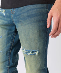 Rip and Repair Denim Jeans - Vintage Blue