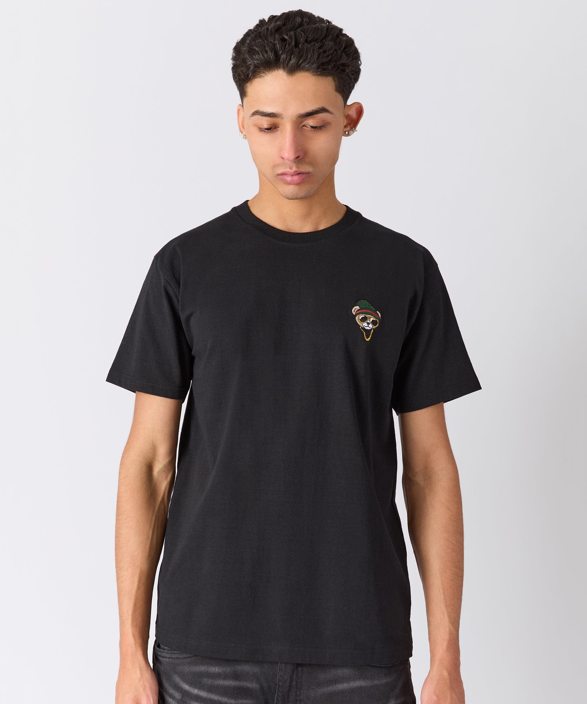 Chest Hit Embroidered Short Sleeve Tee - Black