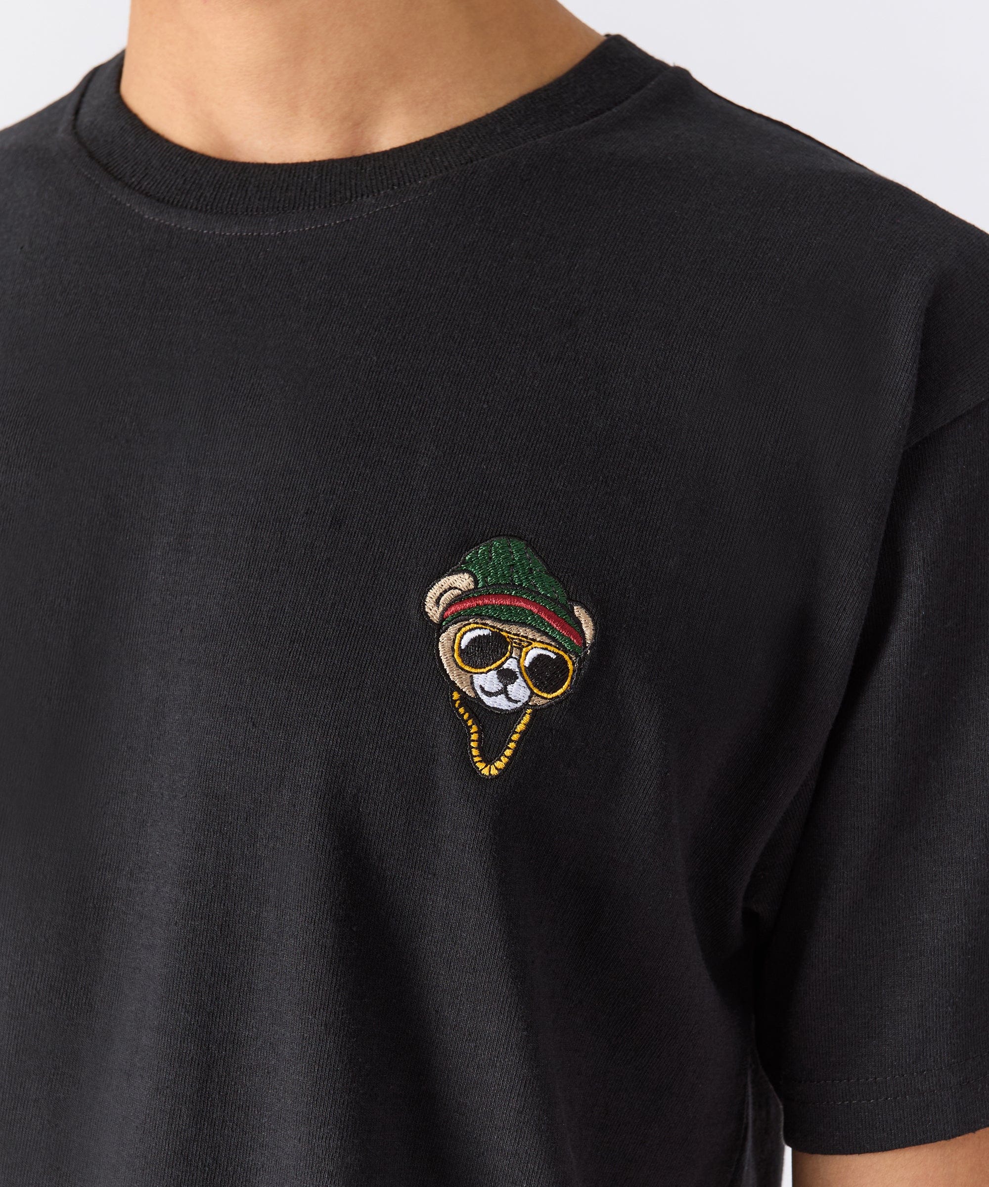 Chest Hit Embroidered Short Sleeve Tee - Black