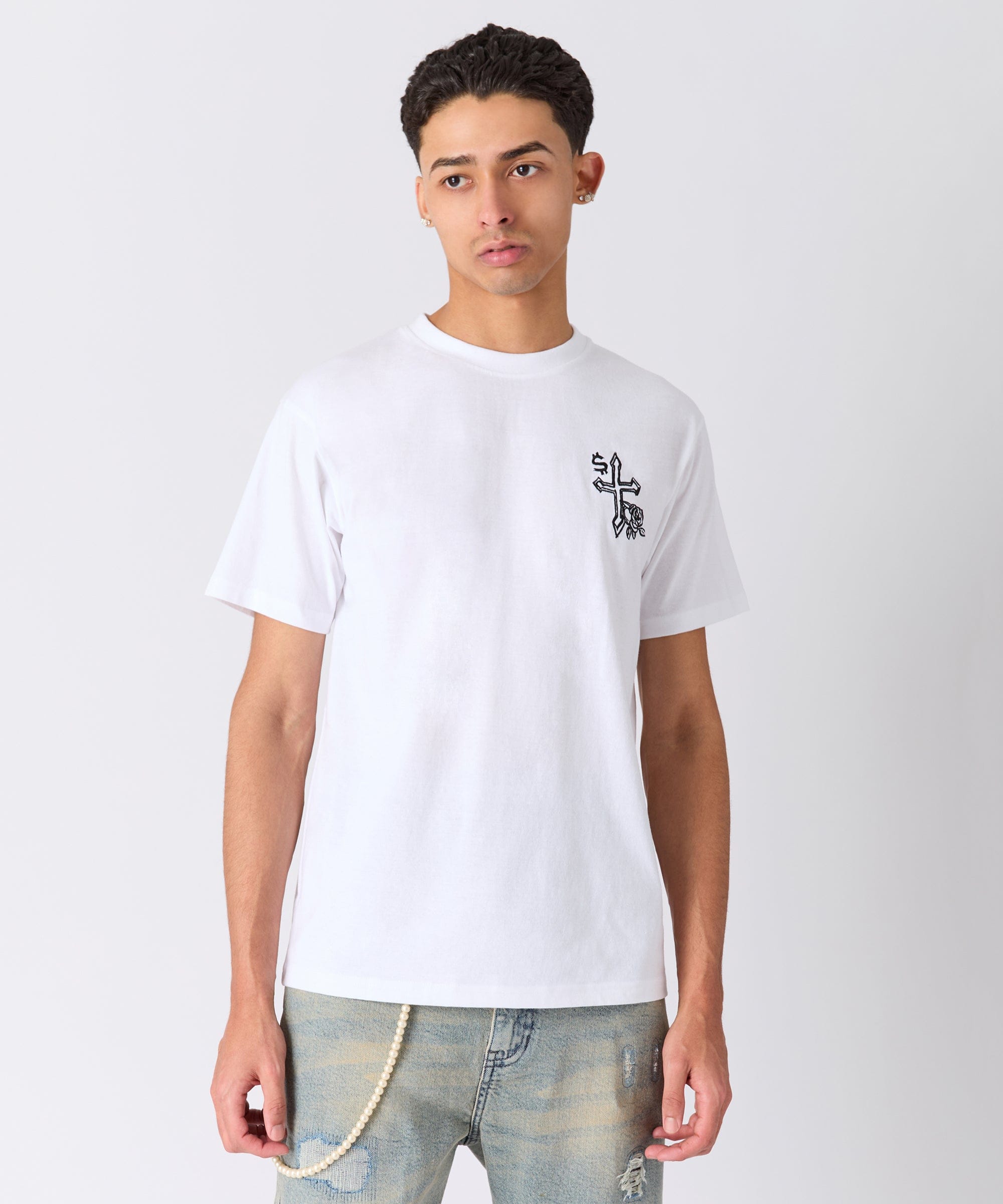 My Way Embroidered Short Sleeve Tee - White