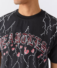 Heartless Rhinestones Short Sleeve Tee - Black