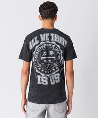 Born Real Embroidered Short Sleeve Tee - Washed Black