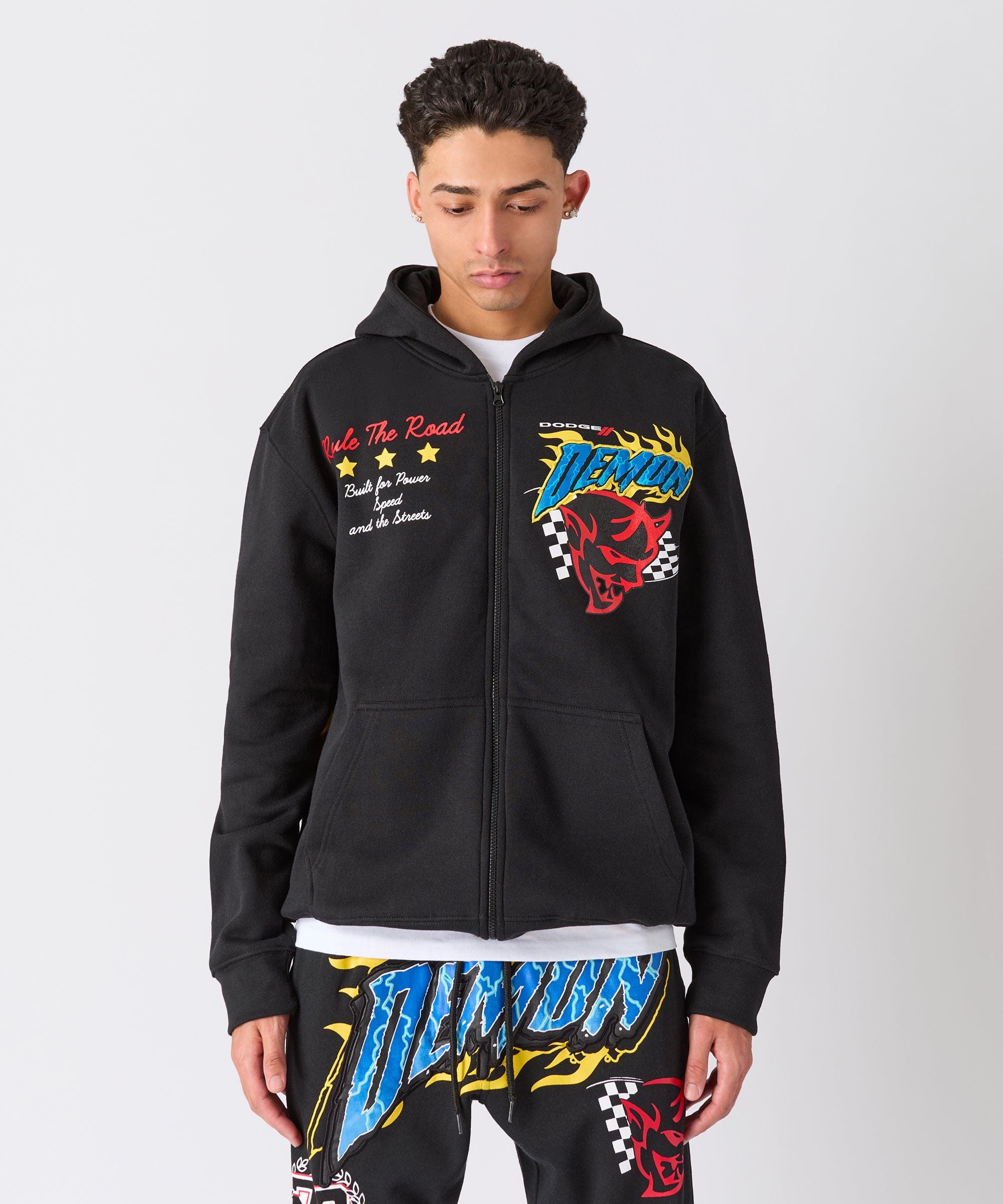 Dodge Demon Applique Full Zip Hoodie - Black