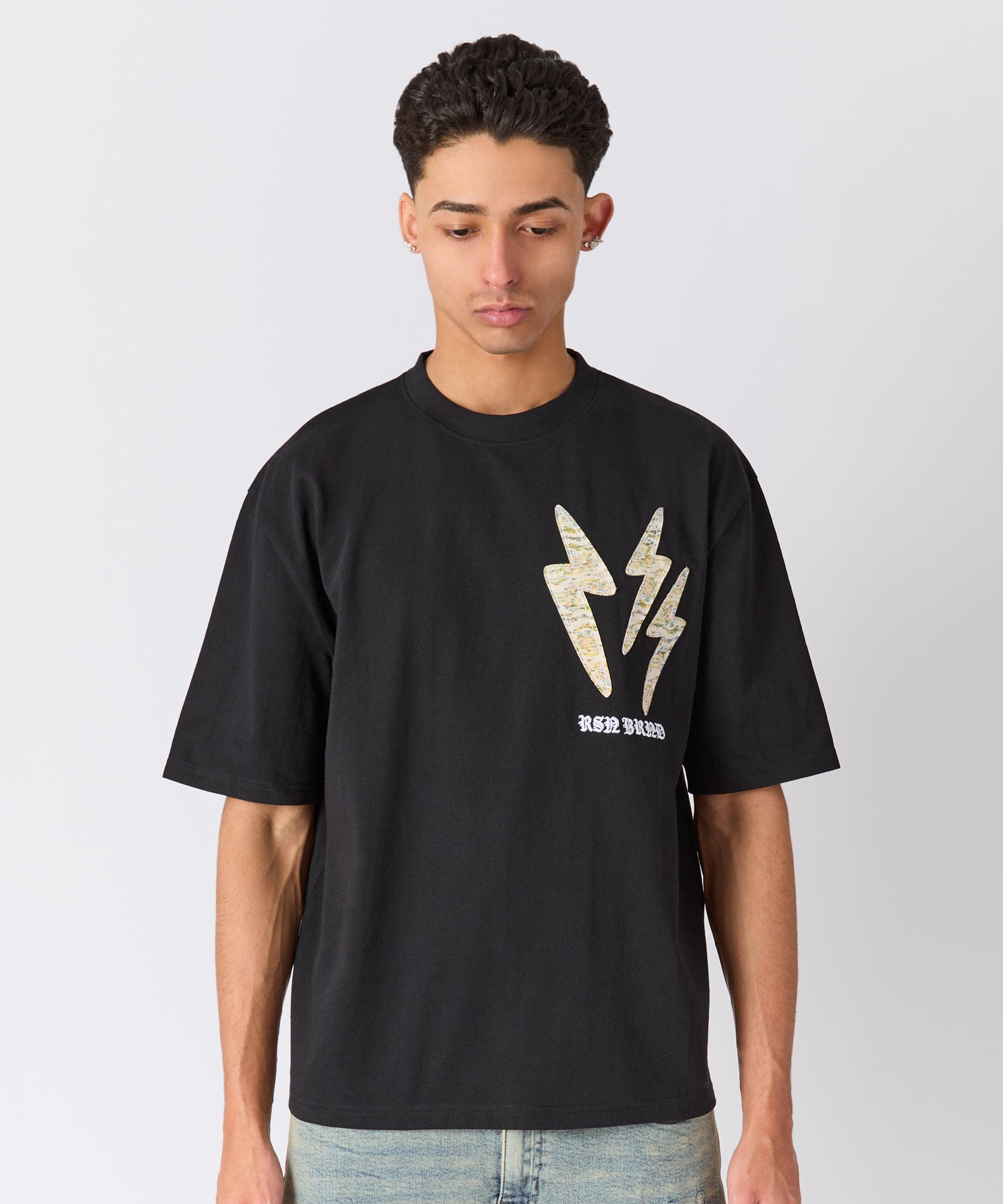 Lighting Applique Short Sleeve Tee - Black