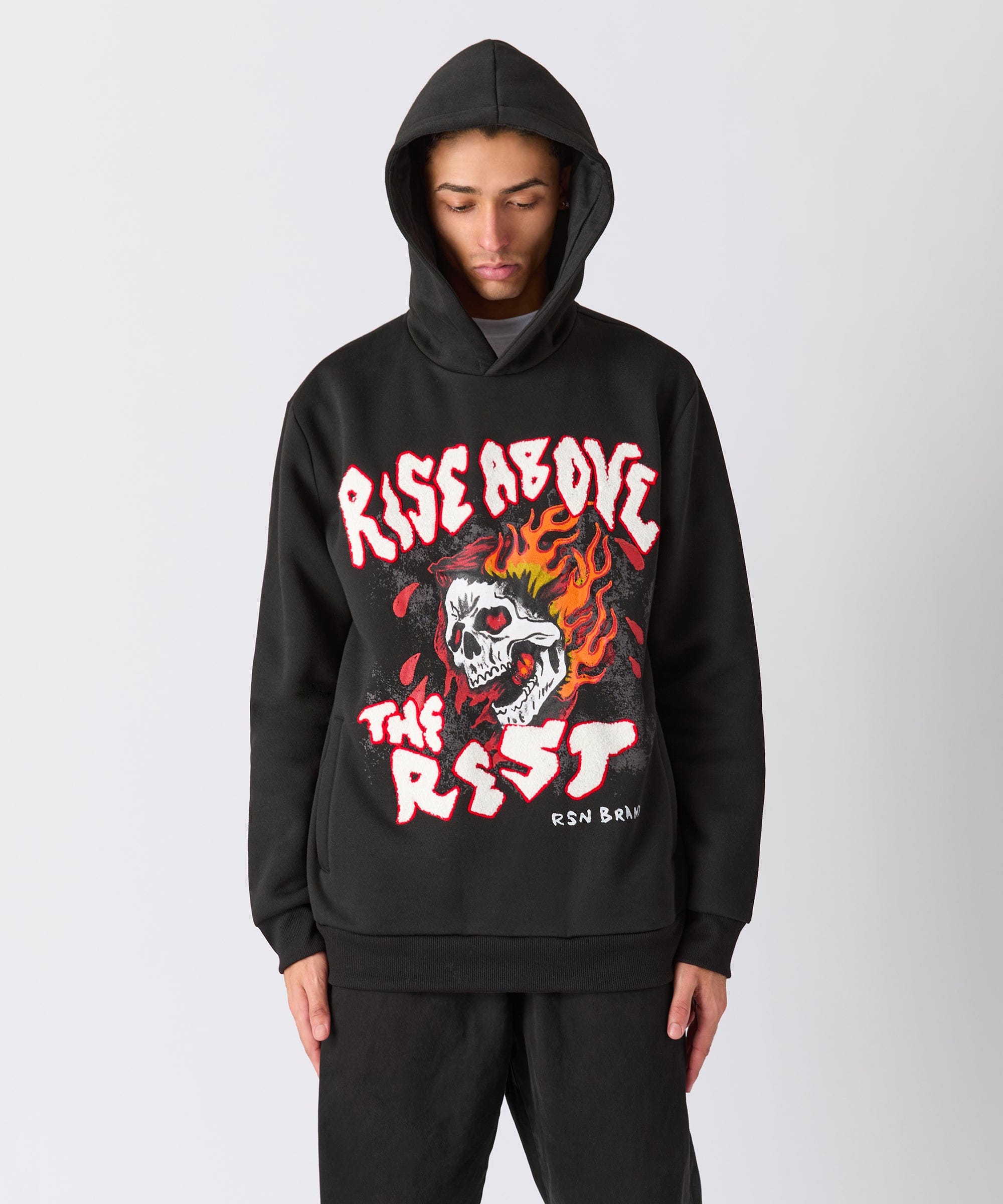 Rise Above Chenille Hoodie - Black