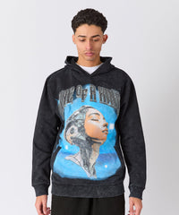 Washed One Of A Kind Rhinestone Hoodie - Charcoal