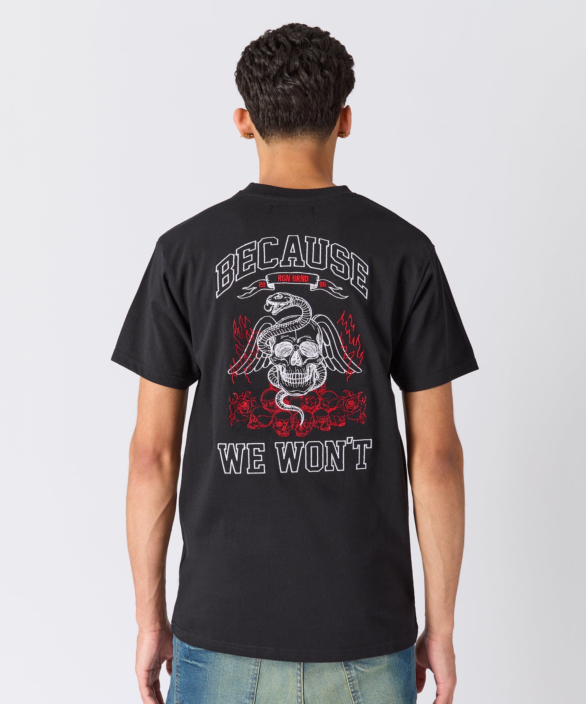 Mercy Embroidered  Short Sleeve Tee - Black