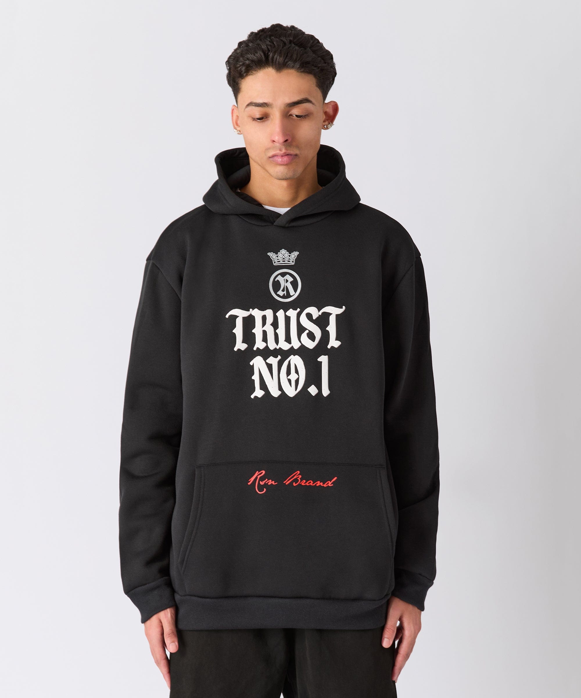 Trust No 1 Front And Back Print Hoodie - Black