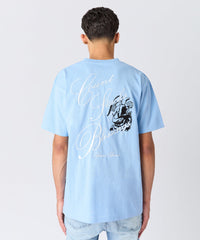 Angelic Embroidered Short Sleeve Tee - Light Blue