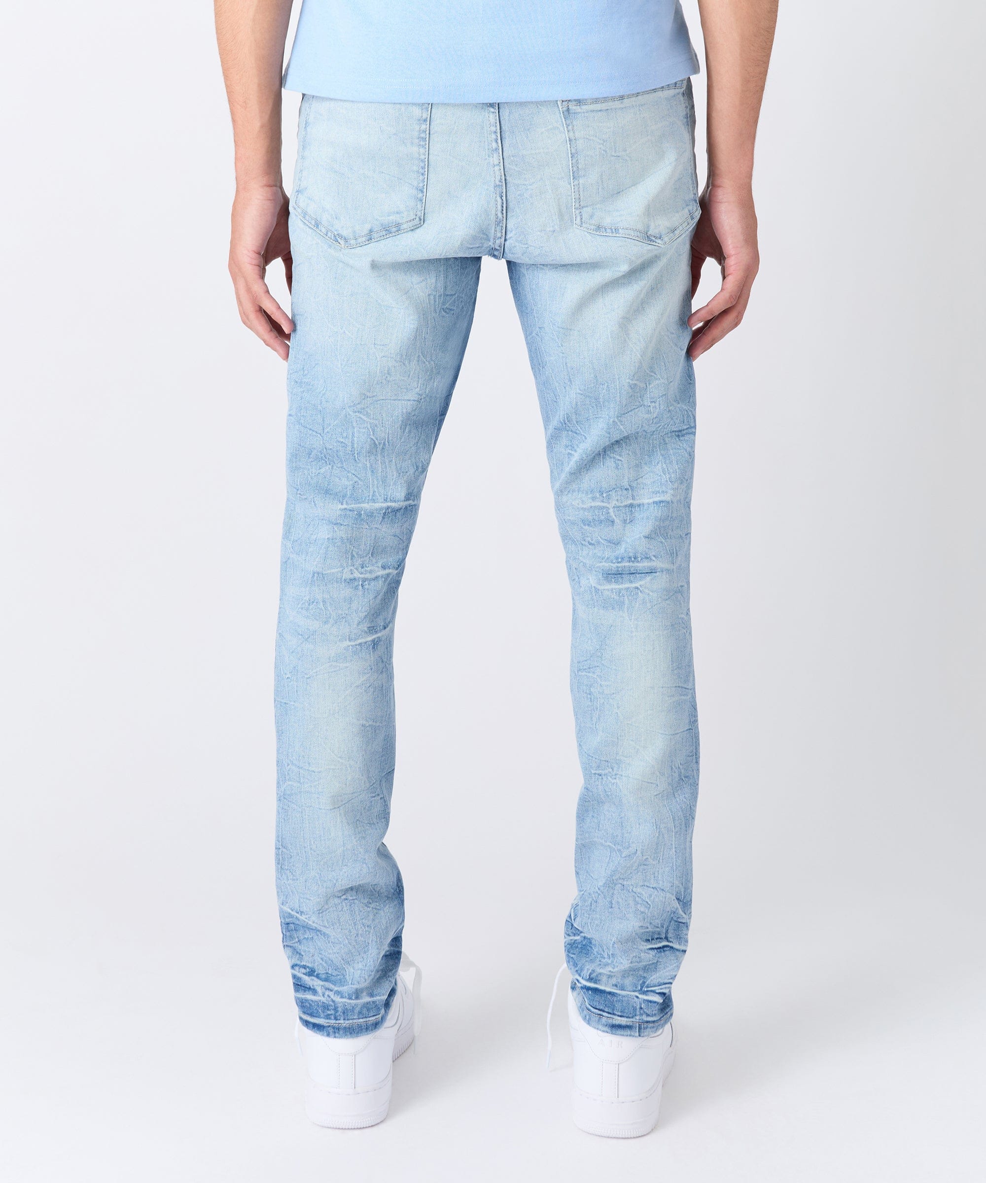 Men's Skinny Rip And Repair Denim Pants - Light Blue