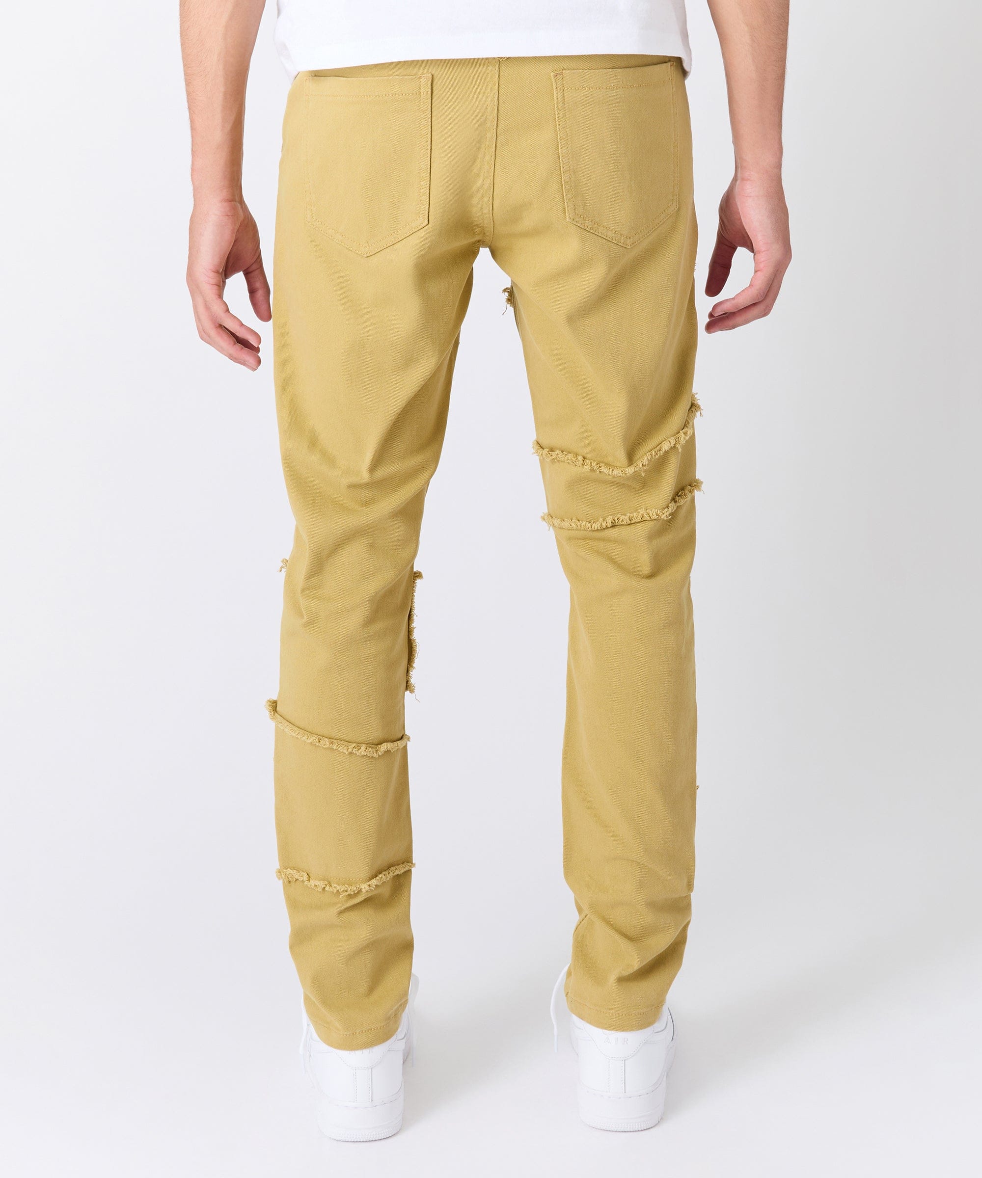 Frayed Denim Jeans - Khaki