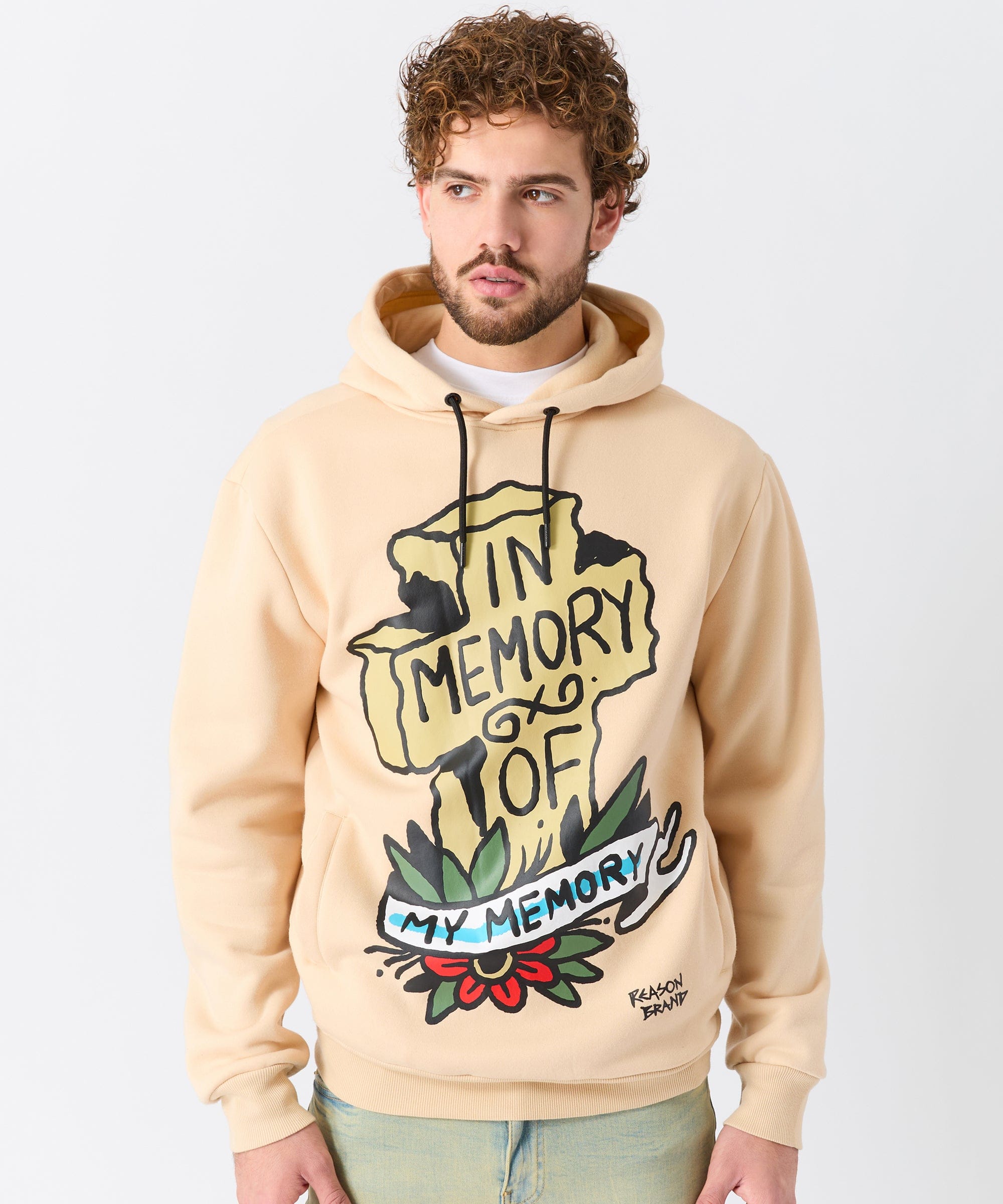 In Memory Of Graphic Print Hoodie - Khaki