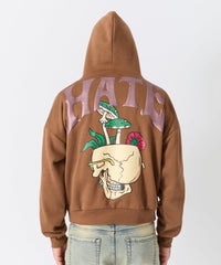 Love Hate Puff Print Hoodie - Khaki