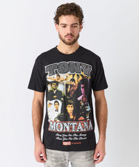 Scarface Tony Rhinestone Short Sleeve Tee - Black