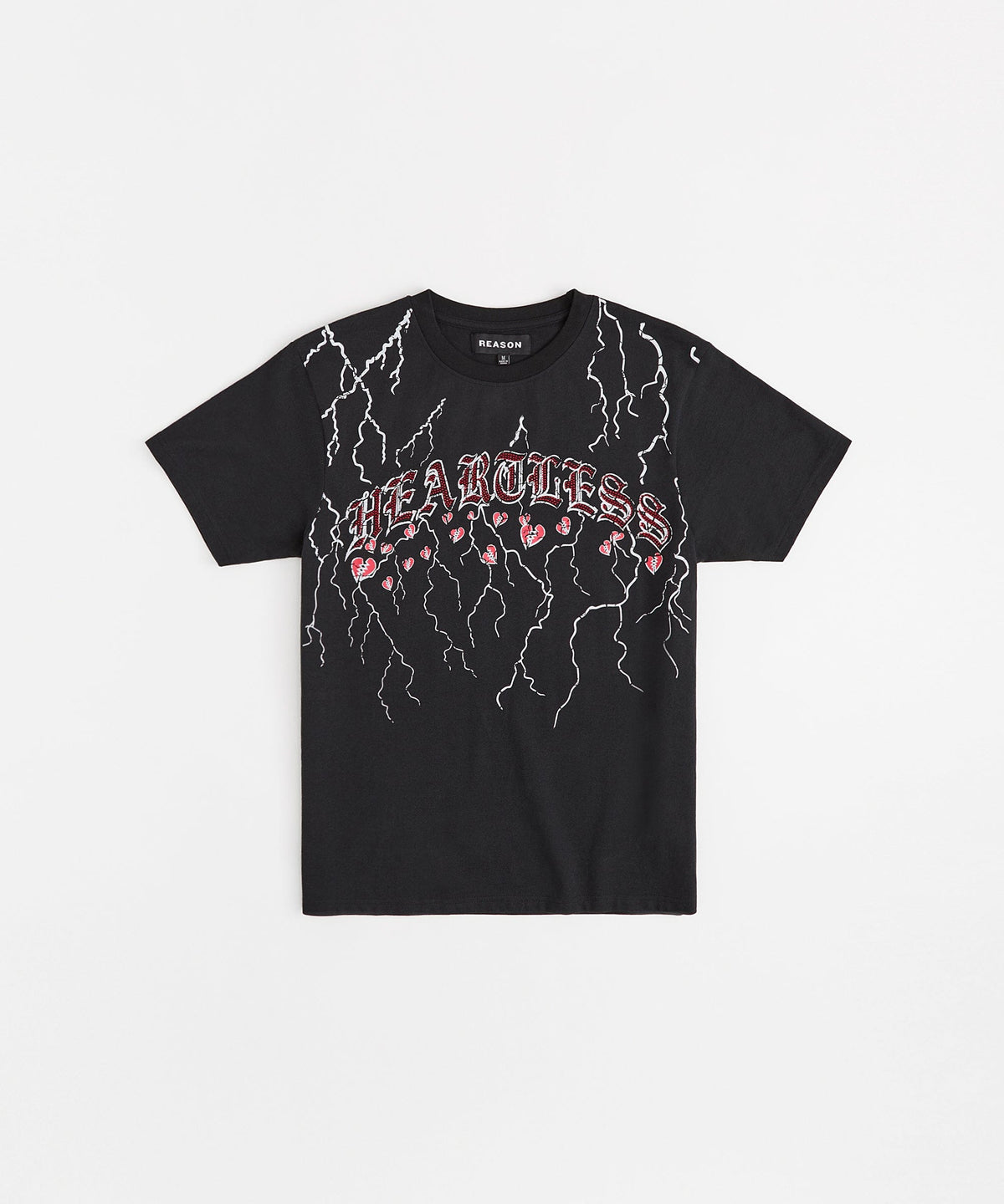 Heartless Rhinestones Short Sleeve Tee - Black