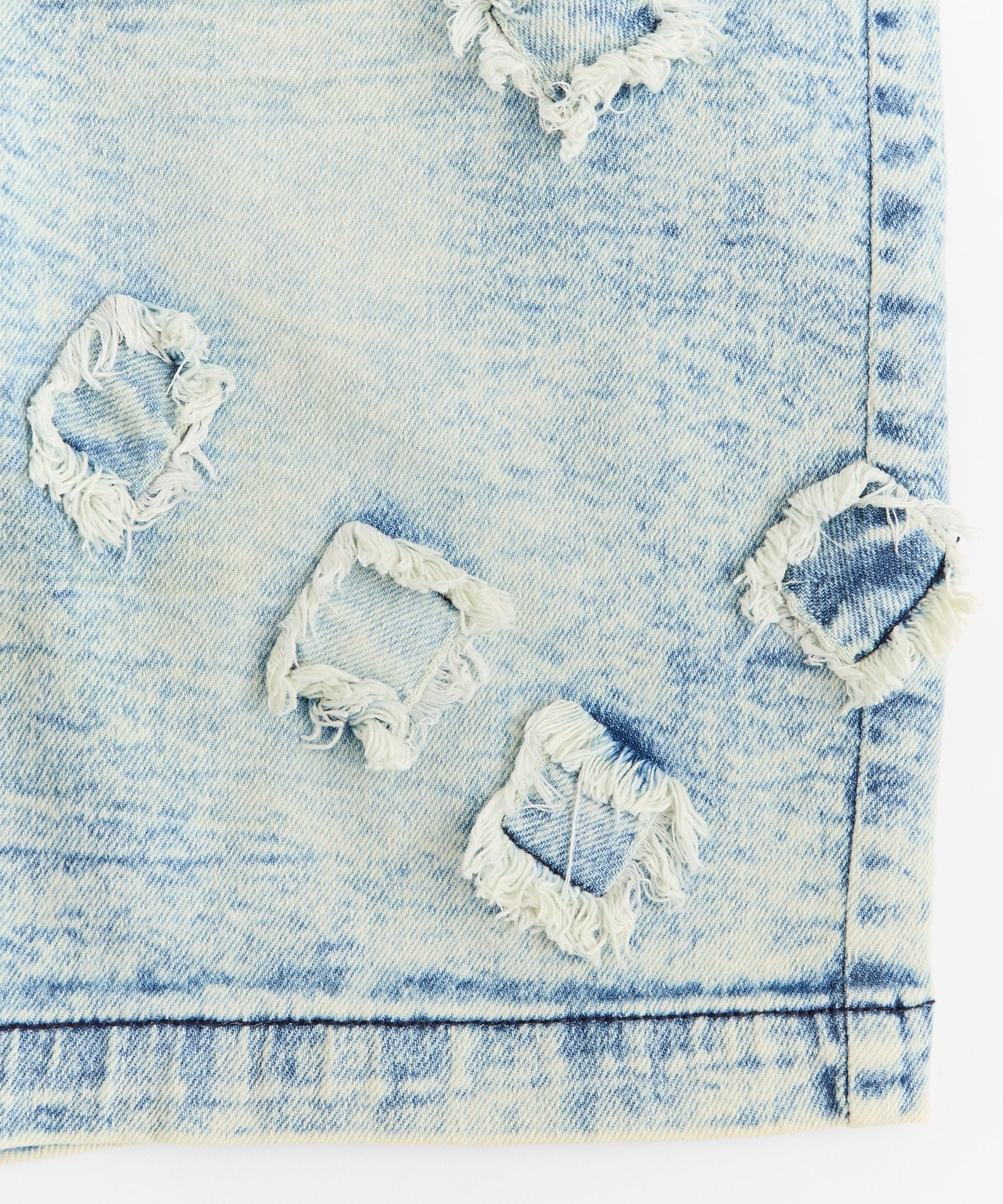 Destroyed Denim Short - Dark Blue